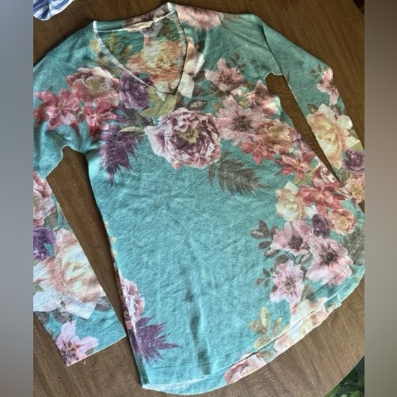 Soft Surroundings Tunic Women’s Extra Small Floral Long Sleeve Turquoise - Picture 9 of 9